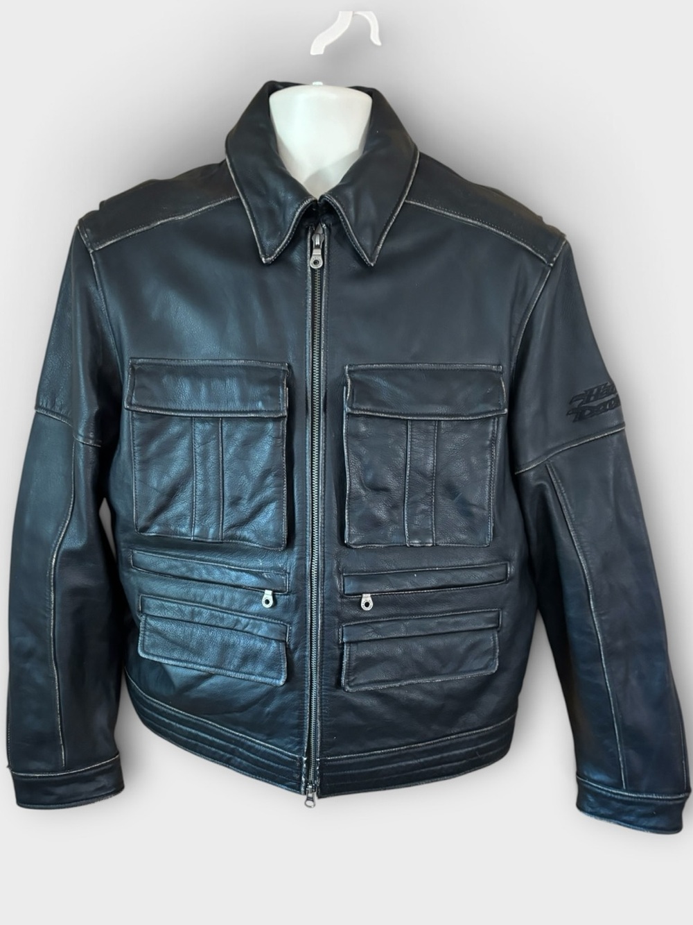 Harley Davidson 2006 “Stereo Pocket” Black Midweight Leather Motorcycle Jacket